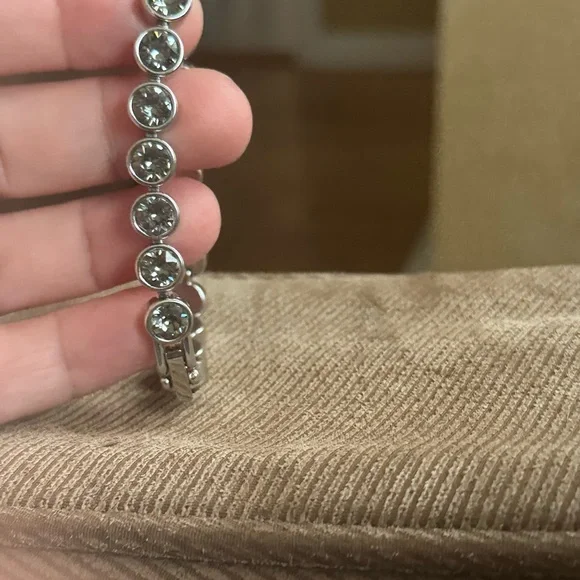 Touchstone Crystal Silver Tennis Bracelet - Picture 7 of 7